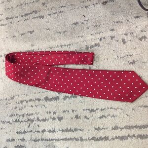 Rooster Red and white polka dot silk tie